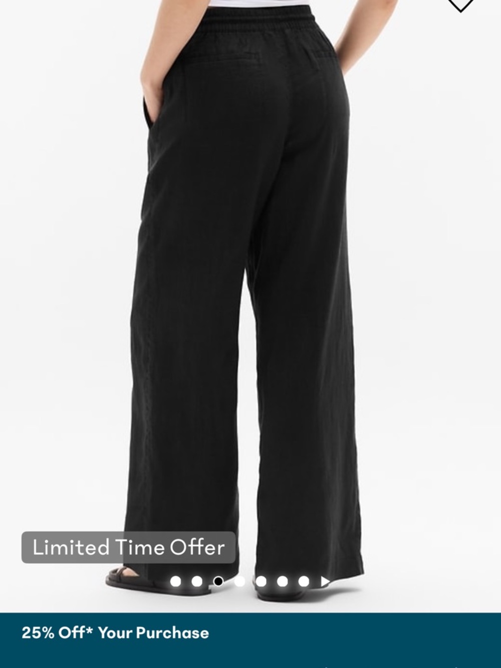 Athleta Black Wide-Leg Linen-Blend Pants